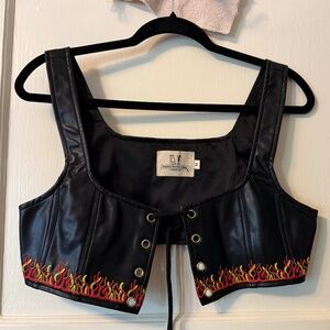 FBC flame chain stitch crop bustier top